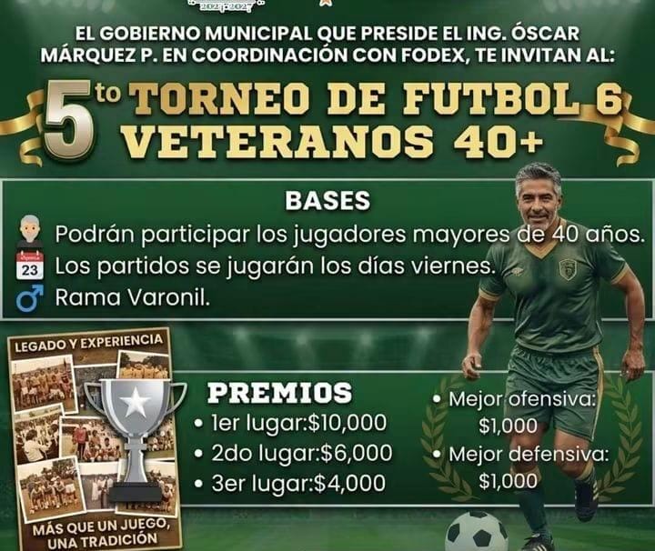 Van por la corona y los 20 mil pesos; lanzan Torneo de Veteranos 40+