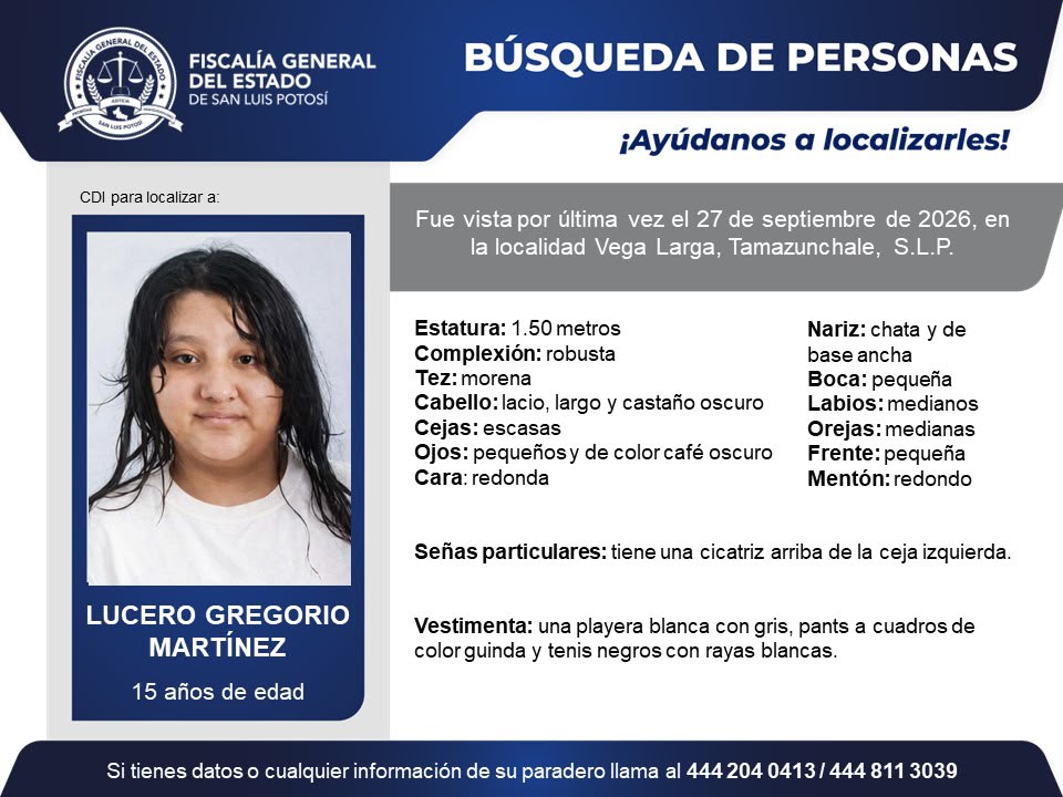 Buscan a quinceañera desaparecida en Vega Larga